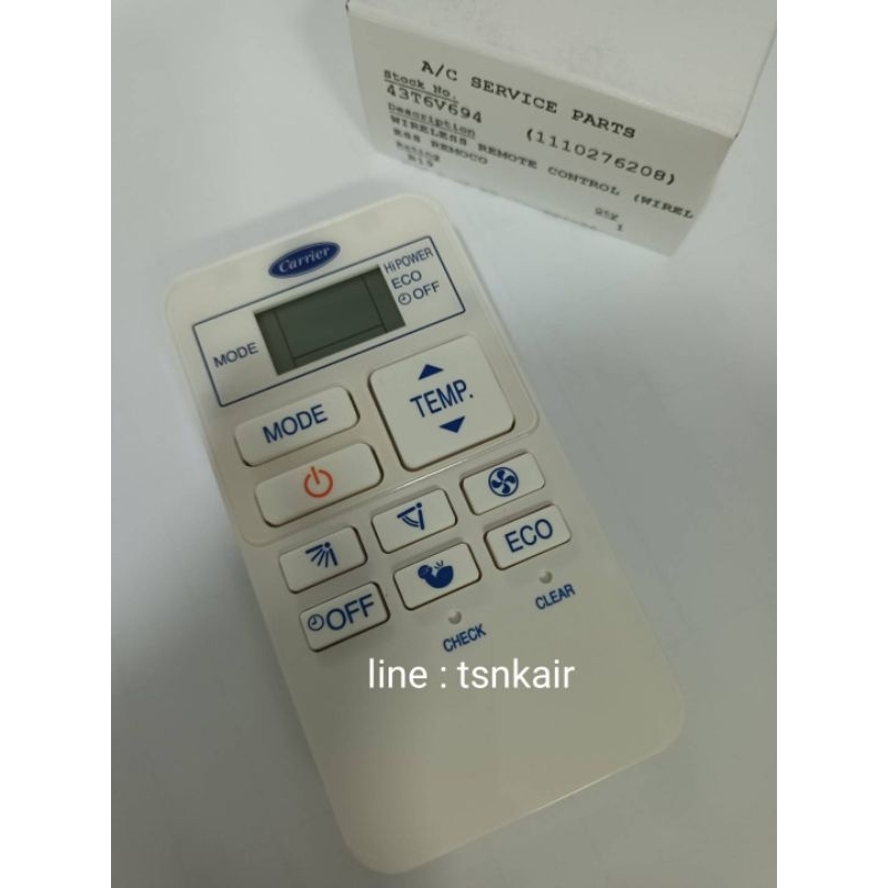 รีโมทแคเรียร์ Carrier 43T6V694  (WC-UA04NE)ของแท้