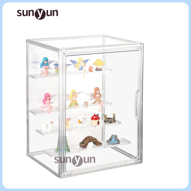 ตู้โชว์ตุ๊กตา ตู้อะคริลิกใส labubu แท่นโชว์โมเดล ชั้นวางโชว์แบบชั้น 5 ชั้น ที่เก็บโมเดล กันน้ำ มีความโปร่งใส