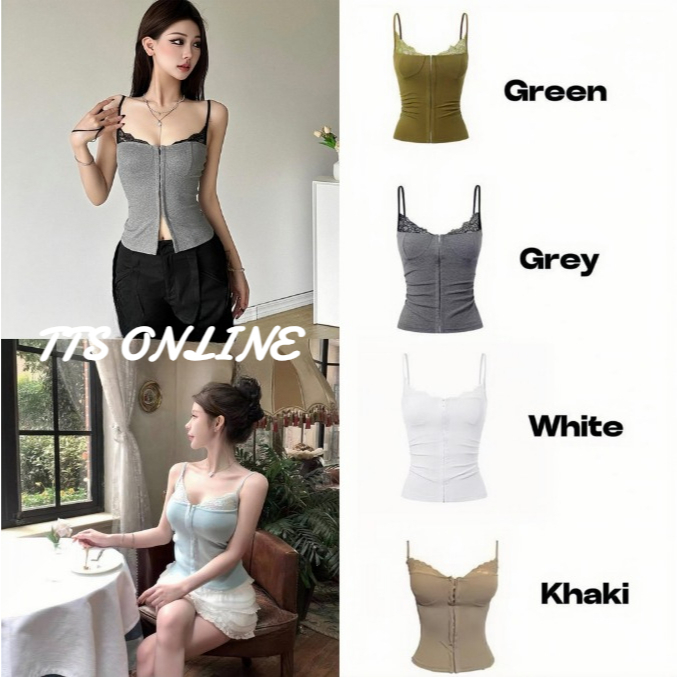 TTS 🍒พร้อมส่ง🌺 เสื้อกล้ามลำลองสายเอี๊ยมเว้าหลังลดน้ำหนักอเนกประสงค์สไตล์สตรีทสไตล์ฤดูร้อน