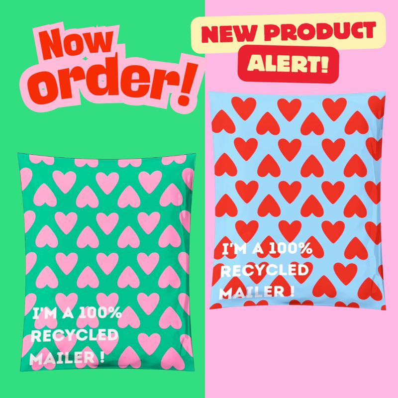 I’m 100% Recycled mailer ซองพัสดุรีไซเคิล Heart Two-Tone