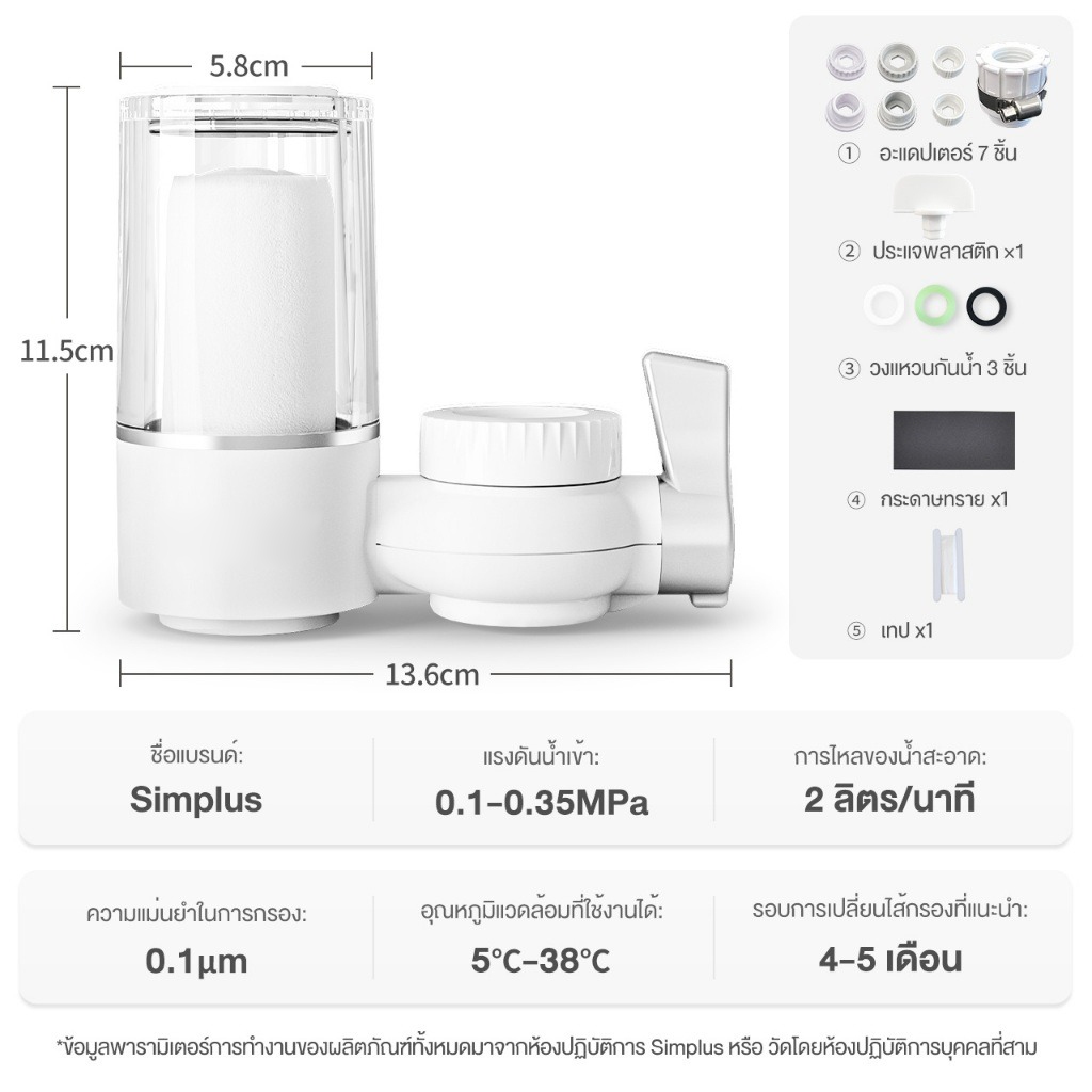 IMUTO Water Purifier เครื่องกรองต่อปลายก๊อกน้ำ ใช้ในครัวเรือน ดื่มน้ำสะอาดได้โดยตรง ใช้ติดหัวก๊อก - รูปที่ 6