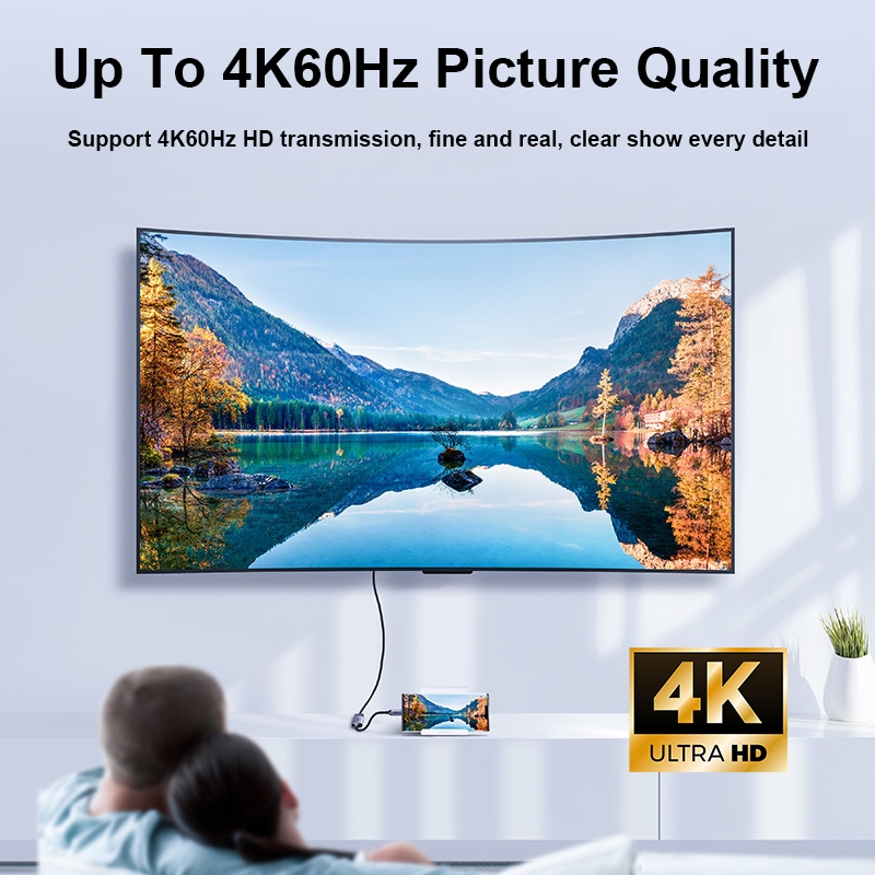 MeeGoo สายเคเบิล Type C to HDMI (male) 4K 60Hz การเชื่อมต่อโทรศัพท์มือถือ แล็ปท็อป ทีวี