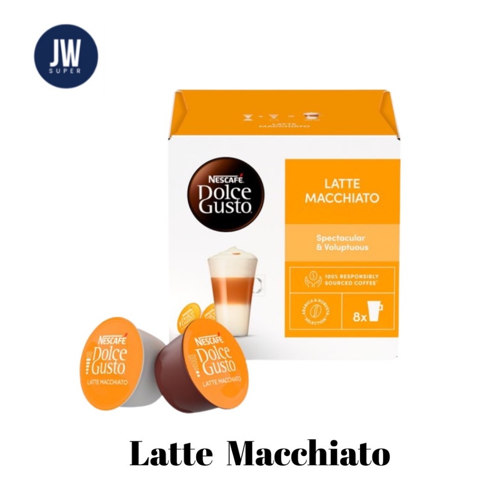 Nescafe Dolce Gusto Latte Macchiato แคปซูลกาแฟ 1 กล่อง/16 แคปซูล ลาเต้ แมคคิอาโต้ BBE: 08/2026