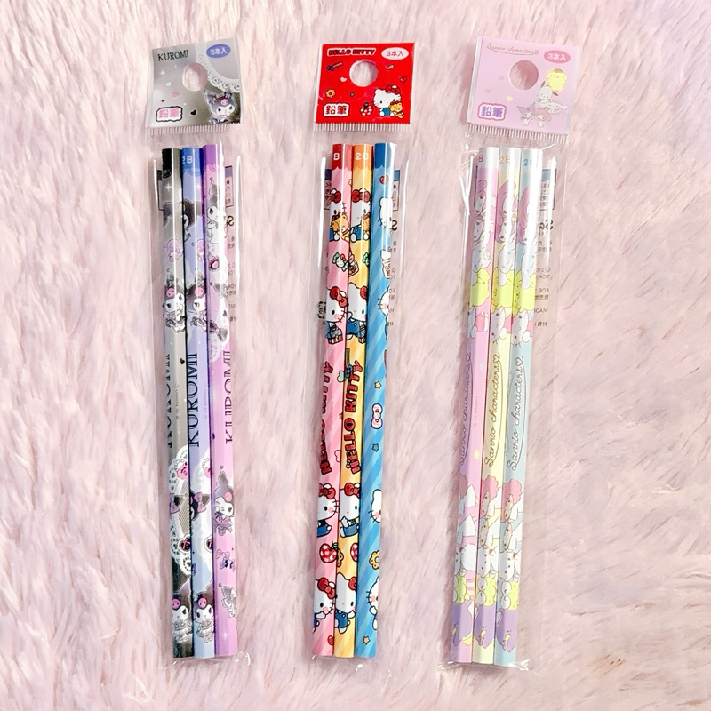 พร้อมส่ง 📝 ดินสอไม้ 2B ลายซานริโอ้ (1 ซอง 3 เเท่ง) Sanrio Pencil ของเเท้หิ้วจากช็อปญี่ปุ่น 🇯🇵