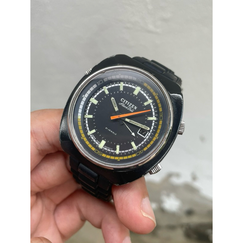 Citizen Alarm date Custom 21jewels hand winding “blackie” 1971 Ref.4-310179Y