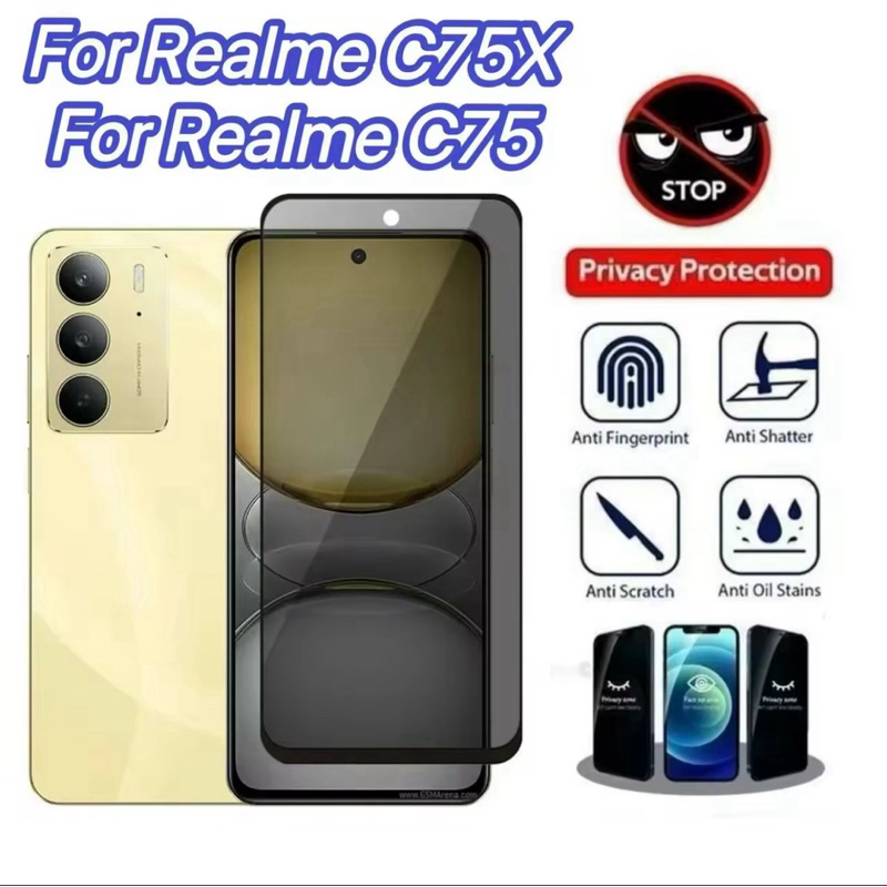ฟิล์มกันเสือก ป้องกันการแอบมอง สำหรับ Realme C75X /C75x/C75 /Realme14 /Realme14x ฟิล์มกันรอยกระจกนิร