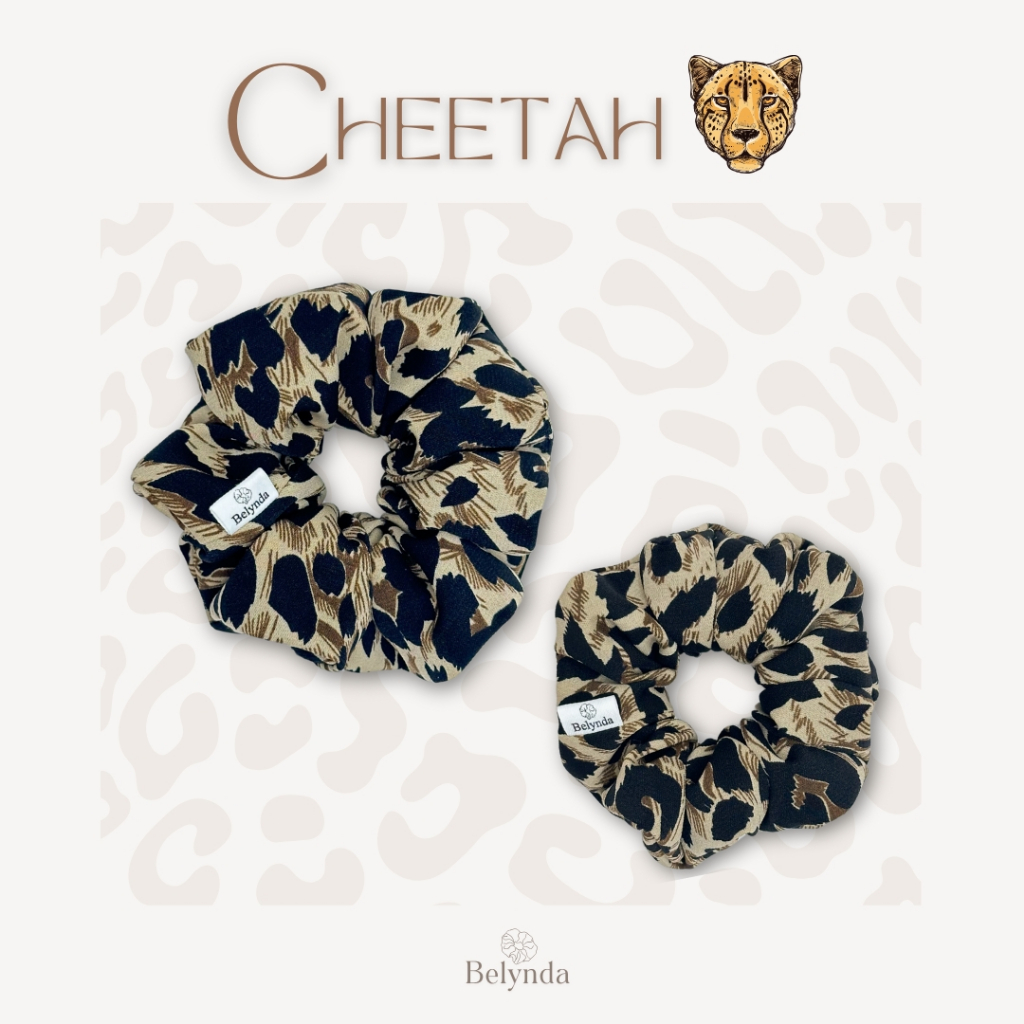 Belynda Scrunchies Cheetah Matte Satin Small / Regular / Large ยางรัดผม โดนัท เสือชีตาห์