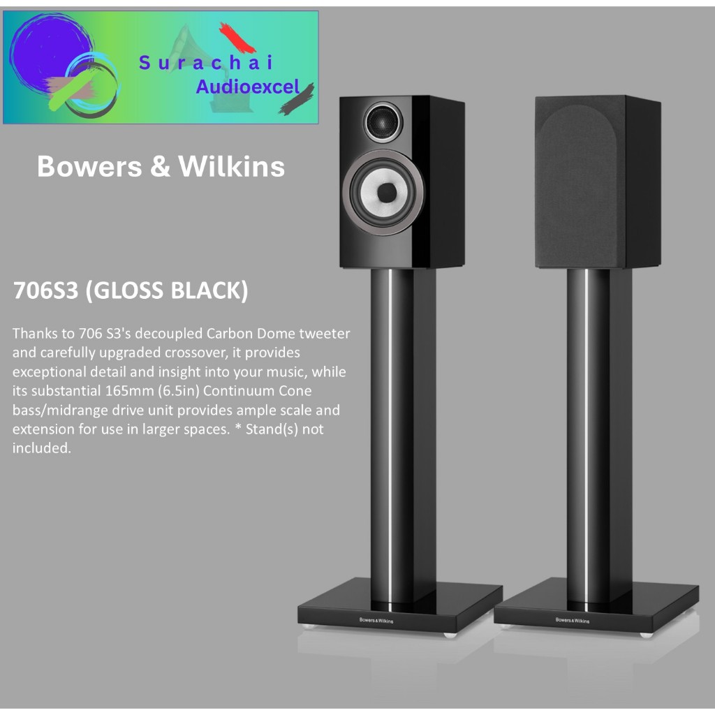 B&W : 706S3 (GLOSS BLACK) Bookshelf Speakers