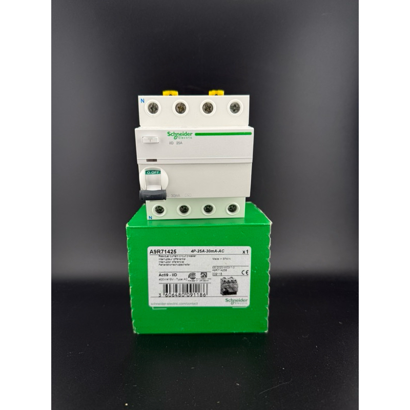 Schneider กันไฟดูด/ไฟรั่ว Model: A9R71425 ขนาด25A และ A9R71440 ขนาด40A ,4P ,30mA Type AC Acti9 ilD R