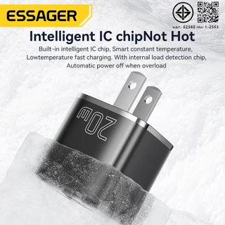 Essager 20W GaN เครื่องชาร์จชนิด USB C PD ชาร์จโทรศัพท์อย่างรวดเร็ว QC 3.0เครื่องชาร์จเร็วสำหรับสายชาร์จขนาดเล็ก14 13 12