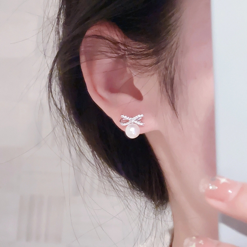 BWjewerly[ราคาต่อคู่] 925 เงิน ต่างหูสตั๊ดไข่มุกผีเสื้อ ต่างหูของผู้หญิงอินเทรนด์ใหม่ - รูปที่ 3