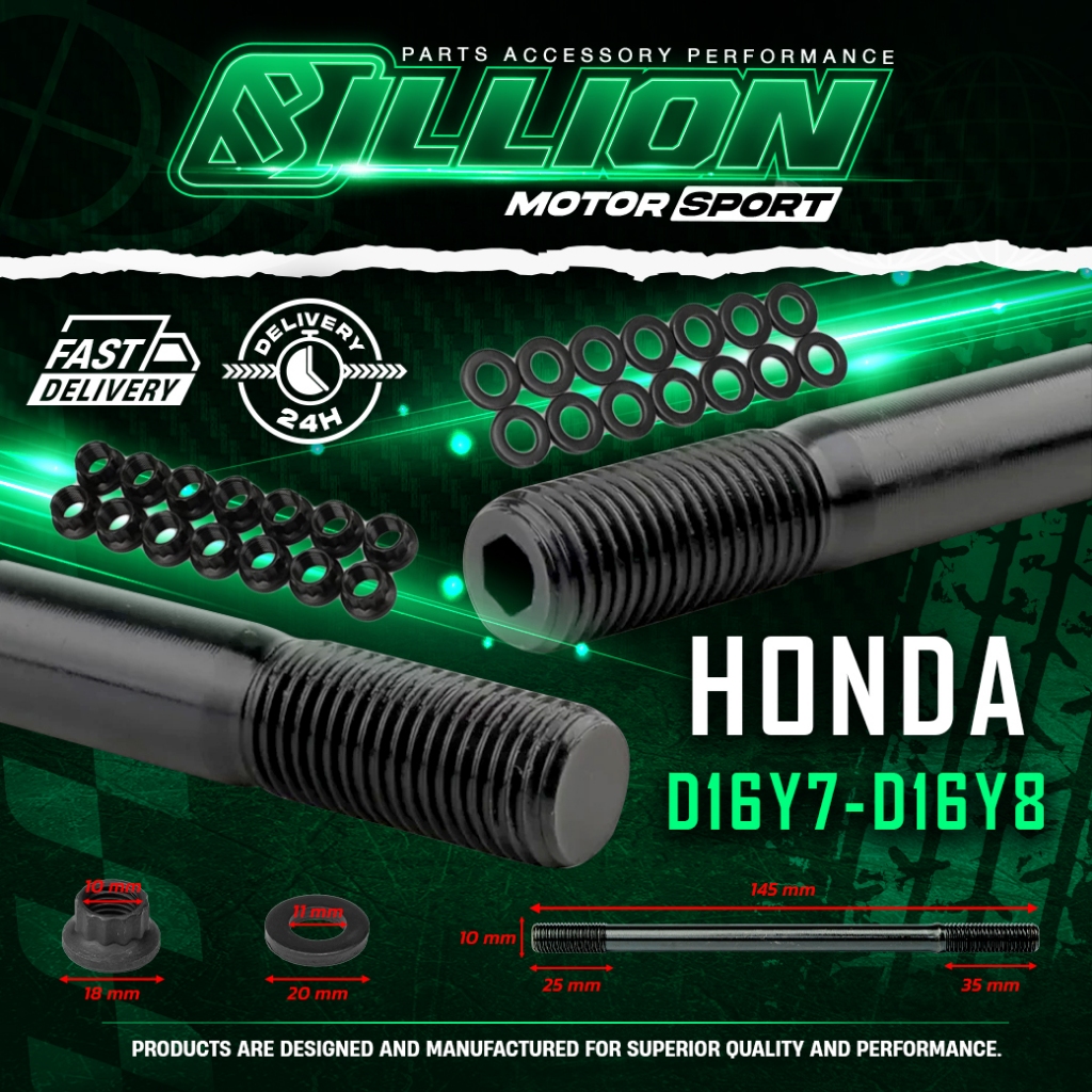 น็อตฝาสูบ Billion HONDA เครื่อง(D16Y7-D16Y8)