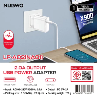 🔥ขายดีมาก🔥อะแดปเตอร์ หัวชาร์จ NUBWO LP-A02 (NA01) ADAPTER ENYX ของแท้ มี มอก.62368-1 USB-A 1 PORT กล้องวงจรปิด Xiaomi
