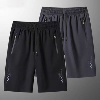 กางเกงขาสั้นกีฬาแห้งเร็วสำหรับผู้ชายไซส์ใหญ่ L-5XL ผ้าไหมน้ำแข็งระบายอากาศได้ดี เอวยางยืดหลวม