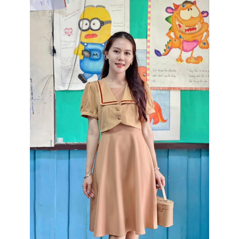 เดรสใส่ทำงาน ป้าย Lamer Lamai  ไซส์ M สีเปลือกมังคุด