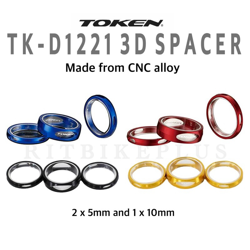 แหวนรองคอ TOKEN รุ่น TKD1221 น้ำหนักเบา วัสดุงาน CNC alloy with PC inner collar (ในชุดมี 3 ชิ้น)