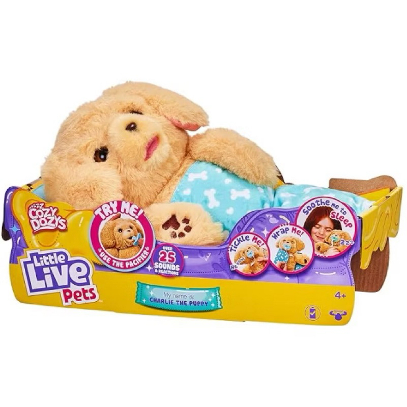 🔥ลดราคา กล่องมีรอยเล็กน้อย พร้อมส่งของแท้🐶Little Live Pets Cozy Dozys Charlie The Puppy น้องมีเสียงโต้ตอบ ขยับหน้าได้