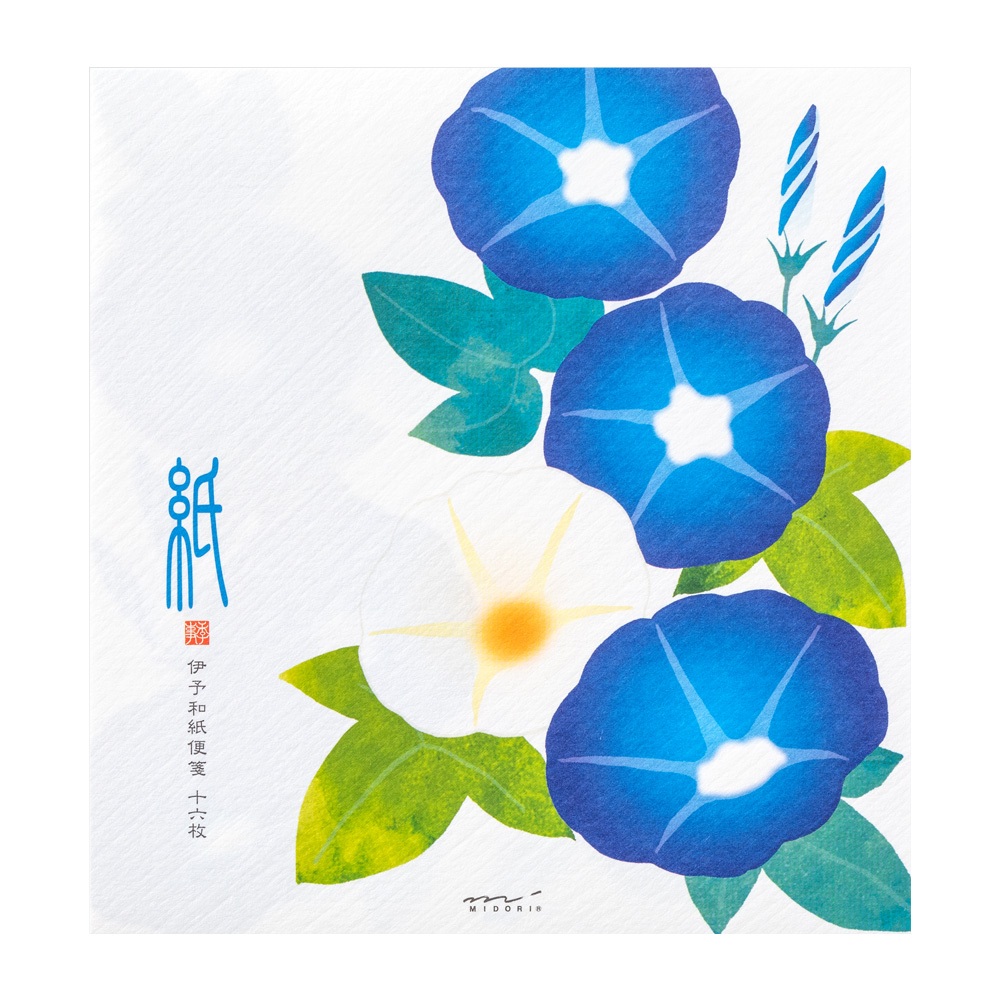 MIDORI Letter Pad 927 Morning Glory Blue (D85927006) / กระดาษสำหรับเขียนข้อความขนาดใหญ่ ลวดลายดอกMor