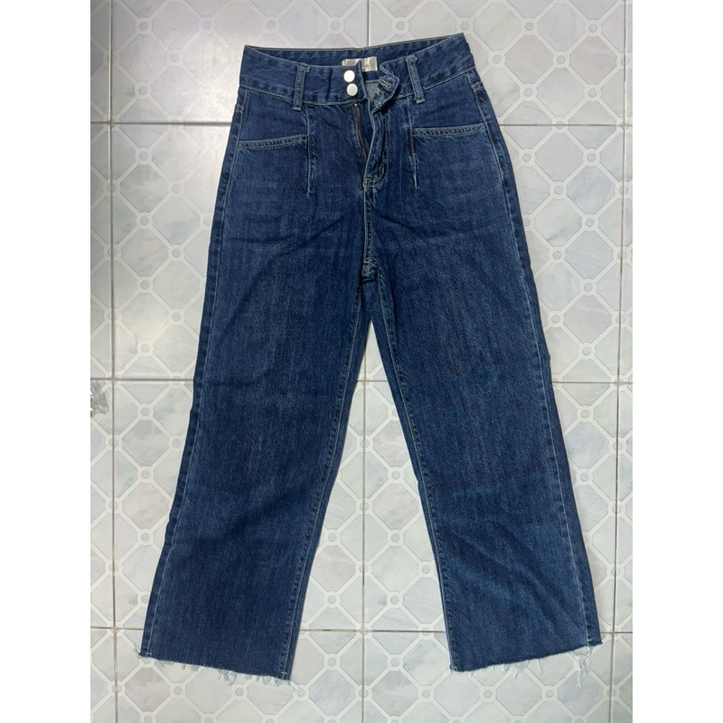 Kwang-กางเกงยีนส์ผ้าบาง ทรงกระบอก