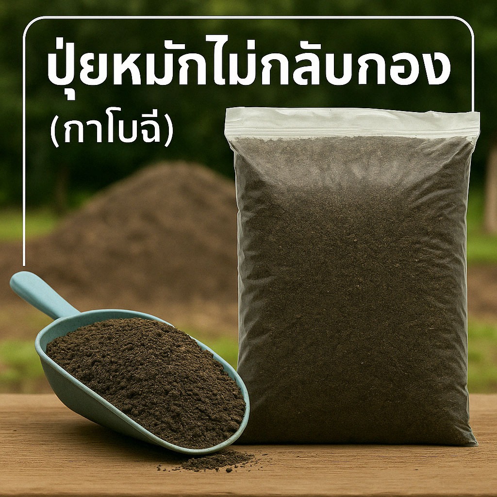 (2ถุง50)(5ถุง100) ปุ๋ยหมักไม่กลับกอง ปุ๋ยโบกาฉิ ปุ๋ยหมักอินทรีย์ ขนาดประมาณ 1 กิโลกรัม เพิ่มผลผลิต ปรับโครงสร้างดิน NPK