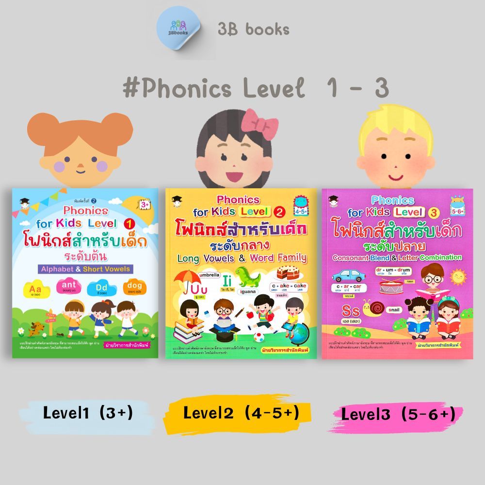 หนังสือ SET  Phonics for kids Level 1–3 : หนังสือเด็ก หนังสือภาพสำหรับเด็ก ภาษาอังกฤษสำหรับเด็ก หัดอ่านภาษาอังกฤษ