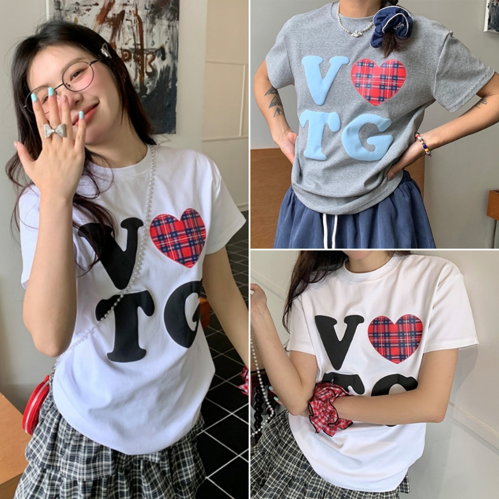 cherryshop🍒พร้อมส่ง เสื้อยืดทรงซ้อ เสื้อยืดผู้หญิง สวมใส่ได้ในการทำงาน สไตล์เกาหลี เข้ารูปใส่แล้วดูผอม
