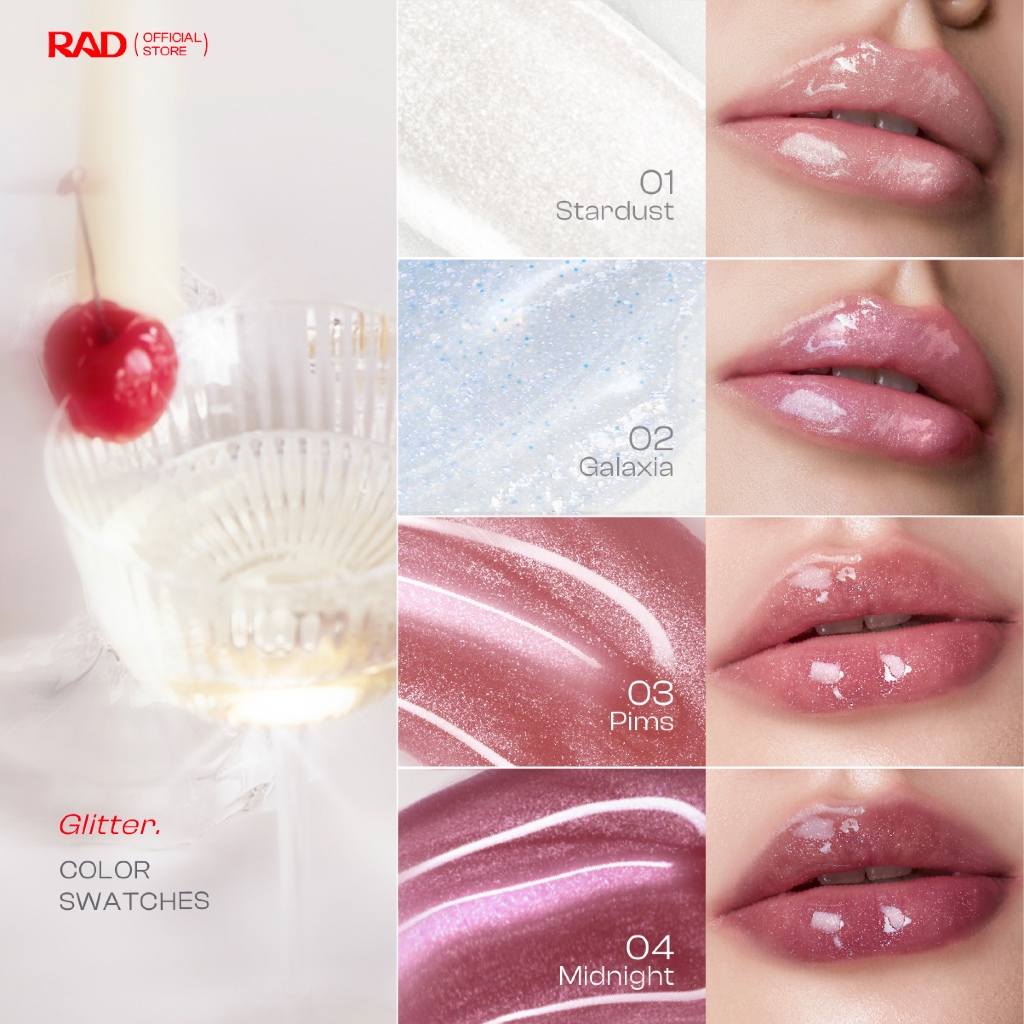 RAD | ลิปกลิตเตอร์ BOLDIFY Lip Glass ลิปกลาสฉ่ำวาว ปากดูอิ่มโกลว์ เม็ดกลิตเตอร์ละเอียด