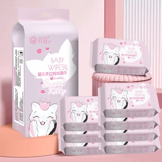 ทิชชู่เปียกทิชชู่เปียกแบบพกพา 1แพคมี8ห่อ ลายน่ารักๆ เนื้อสัมผัส เช็ดชูเปียก ไม่มีแอลกอฮอล์ นุ่มไม่ระคายเคือง