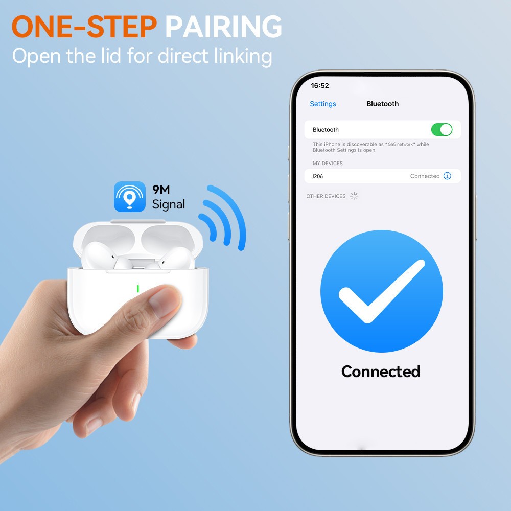 GOOJODOQ J206 หูฟังบลูทูธ หูฟังไร้สาย A5 หูฟัง Bluetooth 5.3 พร้อมไมโครโฟนในตัว เสียงดี ลดเสียงรบกวน