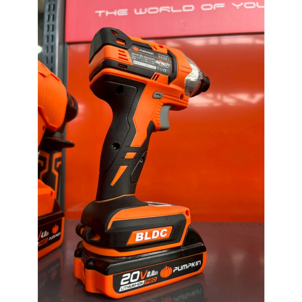 Pumpkin 50261 สว่านไขควงกระแทกไร้สาย 1/4นิ้ว ไร้แปรงถ่าน 20V