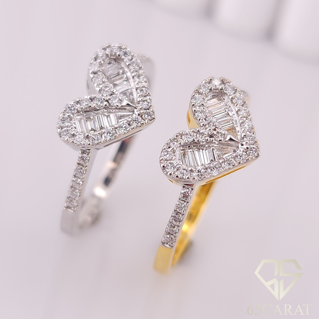 65carat แหวนเพชรบาเก็ต&กลม ฝังเพชรดีไซน์หัวใจ  เพชรรวม33ตัง รหัสRI650057