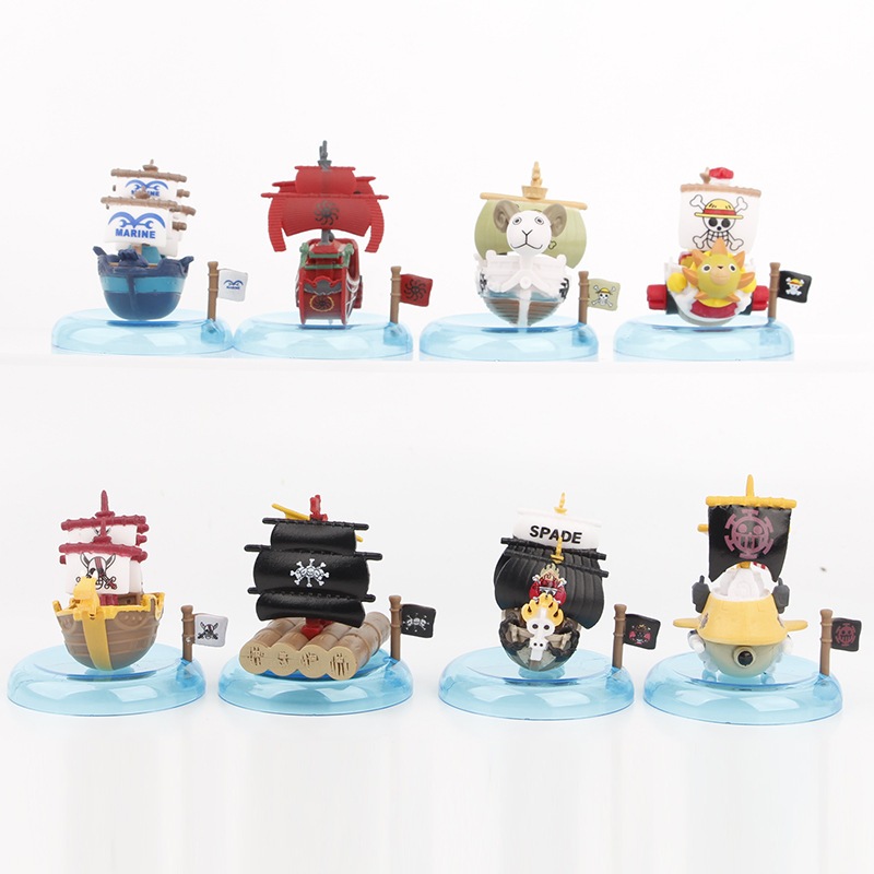 8 ชิ้น/เซ็ตอะนิเมะ One Piece รูป Luffy พัน Sunny Going Merry Marshall D สอนเรือ Boa Hancock เรือโจรสลัด PVC ตัวเลขการกระ