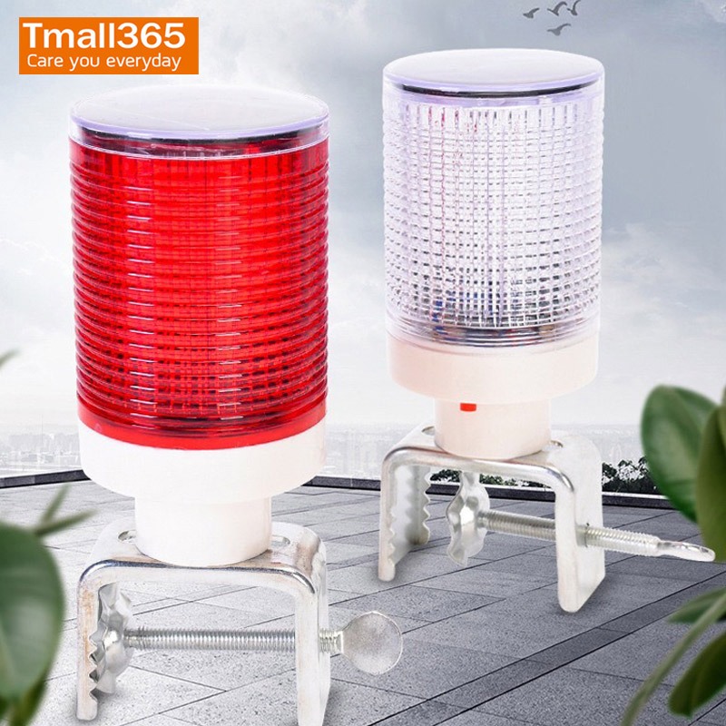 ไฟจราจร LED พลังงานแสงอาทิตย์ ไฟสัญญาณเตือน ชนิด ก้าน 4 LED กระพริบฉุกเฉิน สีน้ำเงิน แดง เหลือง