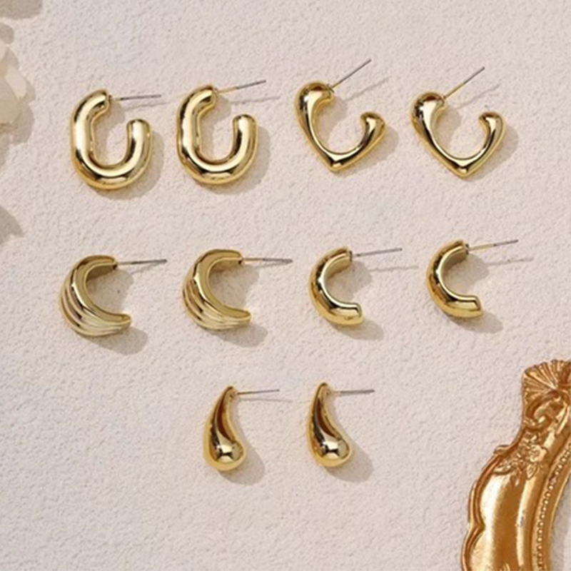 หลายรุ่น ต่างหูทอง earring ตุ้มหูห่วง ประเภทซี ต่างหูห่วง หรูหรา jewelry accessories เครื่องประดับแฟชั่น  92.5%เข็มเงิน