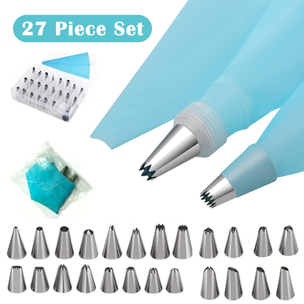 ชุดหัวบีบครีม สุดคุ้ม! 27 ชิ้น พร้อมกล่องบรรจุ หัวบีบครีม หัวบีบวิปครีม หัวบีบครีมเค้ก หัวบีบขนม หัวบีบพร้อมถุง