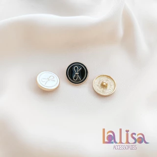 กระดุมโลหะรูปโบว์หูกระต่ายดีไซน์ผ้าเเคชเมียสไตล์คุณหนู alloy button HUY-18mm