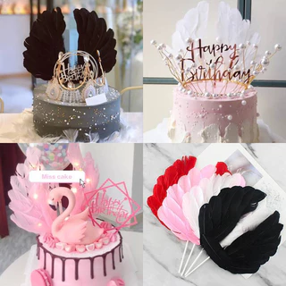 ขนนก ปีกนก ปีกนางฟ้า อุปกรณ์ตกแต่งเค้ก 19x19cm