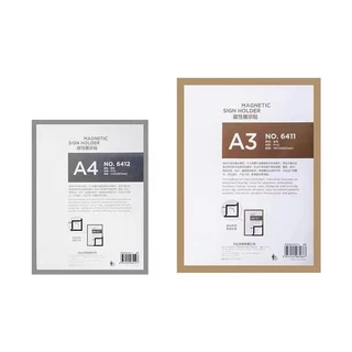 ป้ายแม่เหล็กติดผนัง ป้ายแม่เหล็ก แบบติดผนัง แบบขอบแม่เหล็ก ขนาด A6, A5, A4, A3 (สินค้าในไทย)