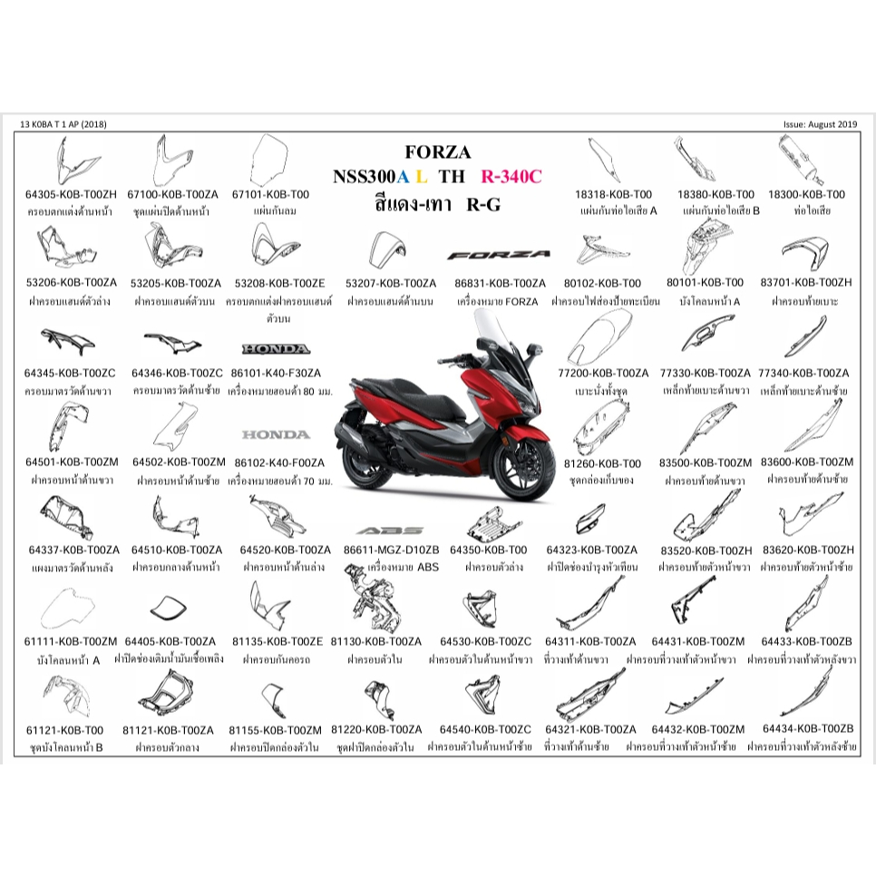 64502-K0B-T00ZM/ฝาครอบข้างด้านหน้าซ้าย/NSS300A/Forza300