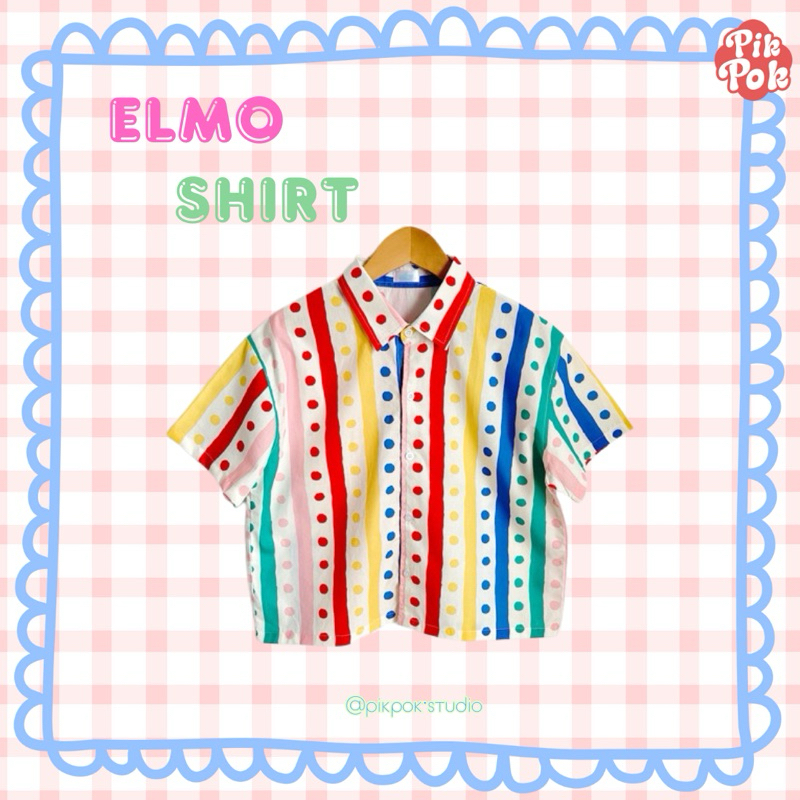 Pikpok♡ Elmo Shirt เสื้อเชิ้ตลายทาง ผ้าคอตตอน ใส่สบายสีสันสดใส น่ารักมากค่ะ