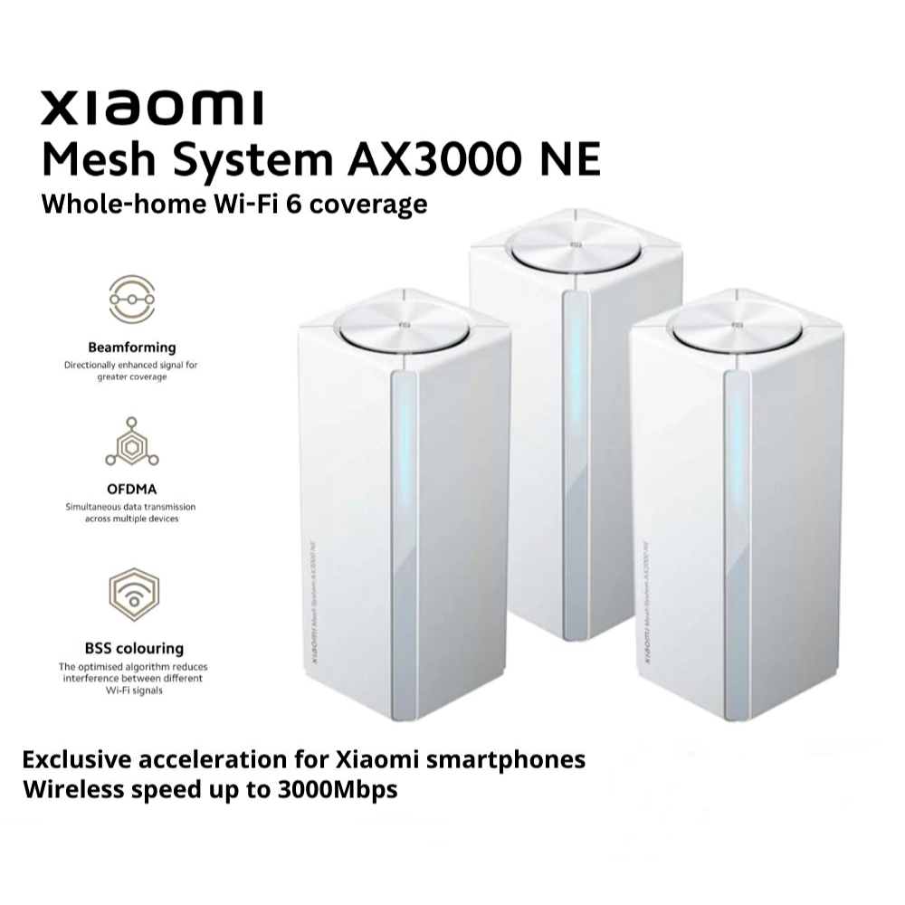 Xiaomi Mesh System AX3000 NE WiFi 6 Mesh System เร้าเตอร์ Wi-Fi 6 เทคโนโลยี Xiaomi Mesh