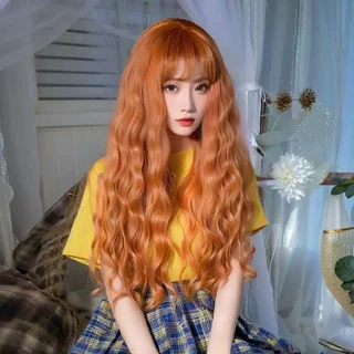 【new】วิกผมสีส้ม วิกผมหยักศก พร้อมหน้าม้า สําหรับผู้หญิง คอสเพลย์ ปาร์ตี้ วิกผมทนความร้อน วิกผมผู้หญิง