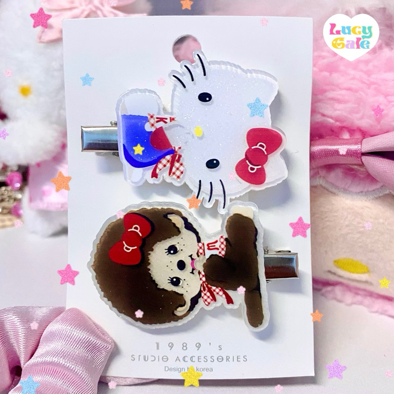 🍒 กิ๊บติดผม Monchichi kitty ม่อนชิชิ glitter 🍮✨