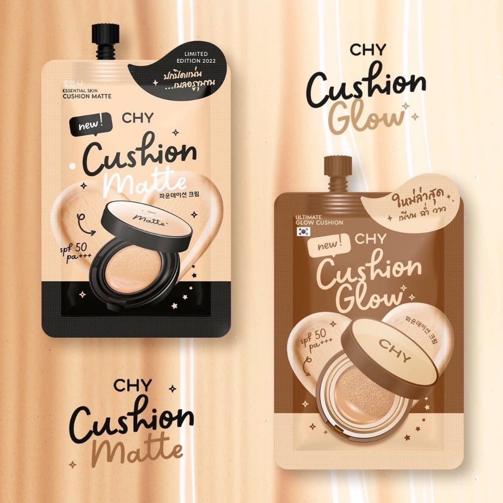 แบบ 1 ซองคุชชั่น chy สูตรโกลด์​ เนียน ฉ่ำ วาว ใบหน้าอิ่มฟูเล่นแสงได้ดี​ SPF 50 PA + + + - รูปที่ 3