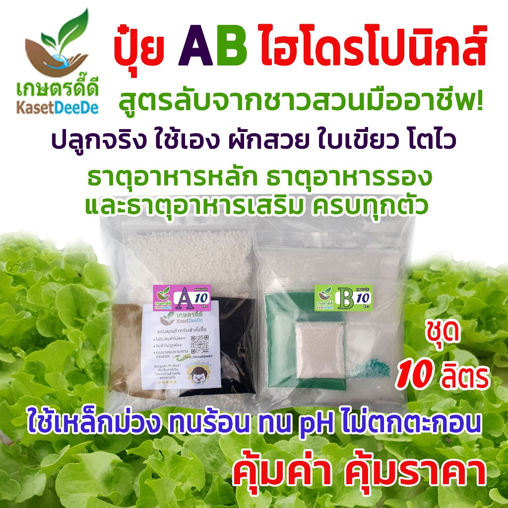 ปุ๋ย AB 10 ลิตร แบบแห้ง ปุ๋ยไฮโดรโปนิกส์ เข้มข้น ทนร้อน ใช้ได้ทั้งน้ำนิ่งน้ำวน ปุ๋ยคุณภาพ คุ้มค่า ประหยัด ราคาถูก