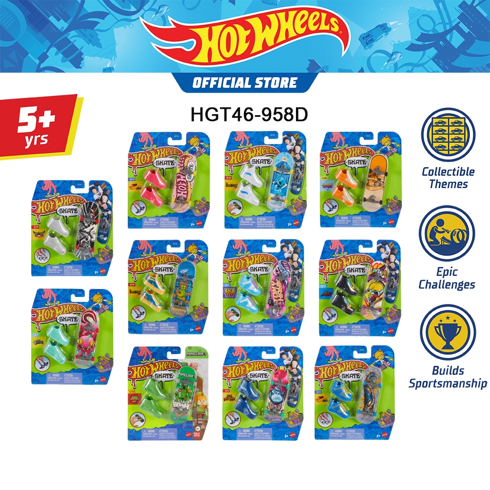 Hot Wheels Skate Singles Finger Skate Toy ฮอตวีลส์สเก็ต แพ็กเดี่ยว สเก็ตนิ้ว ของเล่น HGT46 (958D) VN