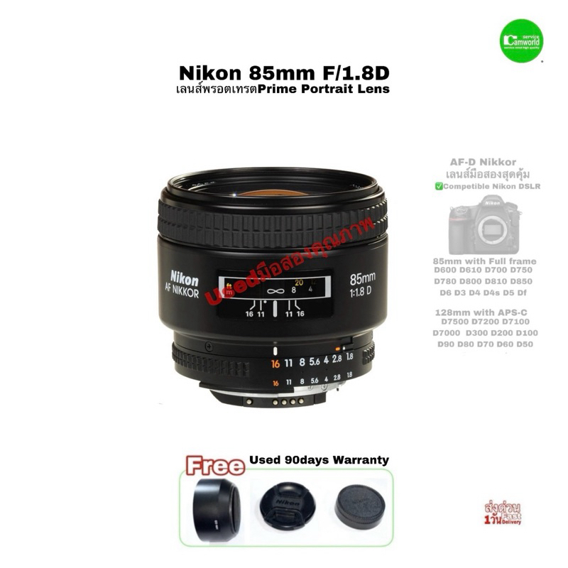 Nikon 85mm Nikkor AF F/1.8D Prime Portrait เลนส์พอร์ตเทรต ฟูลเฟรม Full frame Lens แข็งแรงโครตอึด แก้