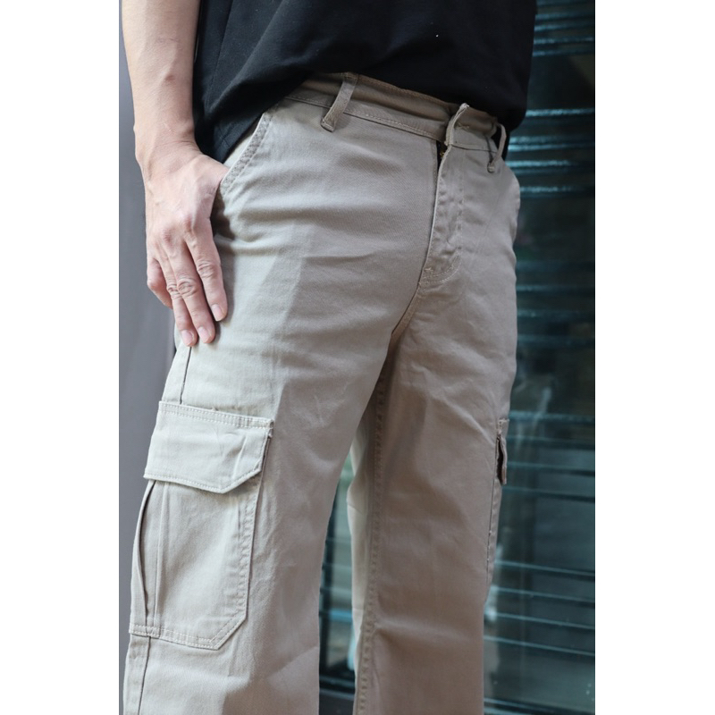 รุ่นC59 คาร์โก้ขากระบอกใหญ่ผ้ายืด 6กระเป๋า ปลายขา9-9.5นิ้ว (รุ่นนี้ต้องเจาะรังดุมเองนะคะ) - รูปที่ 2