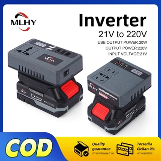 MLHY เครื่องแปลงไฟ 120W ไร้สาย Power Inverter DC 21V To 220V สําหรับ Home Application Inverter 3USB แปลงไฟ หม้อแปลงไฟ