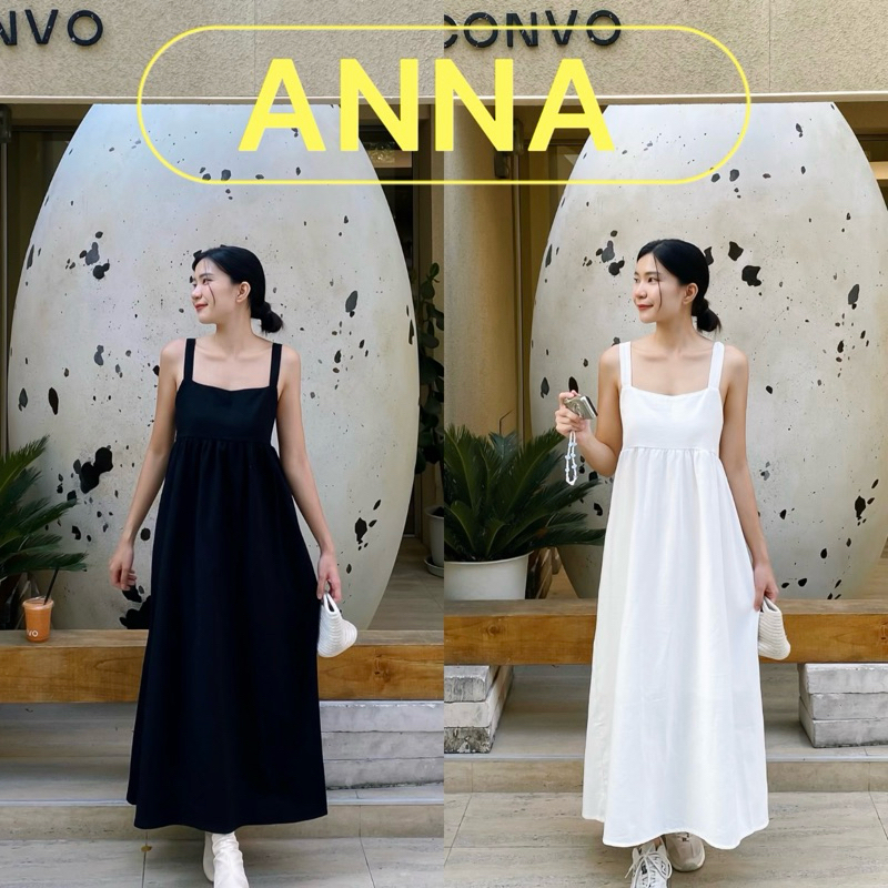 Anna dress (320.-) ชุดเดรสสายเดี่ยวผ้าฝ้ายมินิมอล สวมใส่สบาย กระโปรงมีซับใน มี2 สี สีดำและสีขาว
